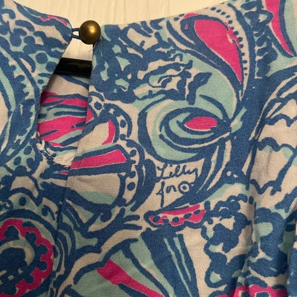 Lilly Pulitzer Girl’s Blue and Pink Patterned Maxi Dress. Size M (7/8) - Picture 5 of 8